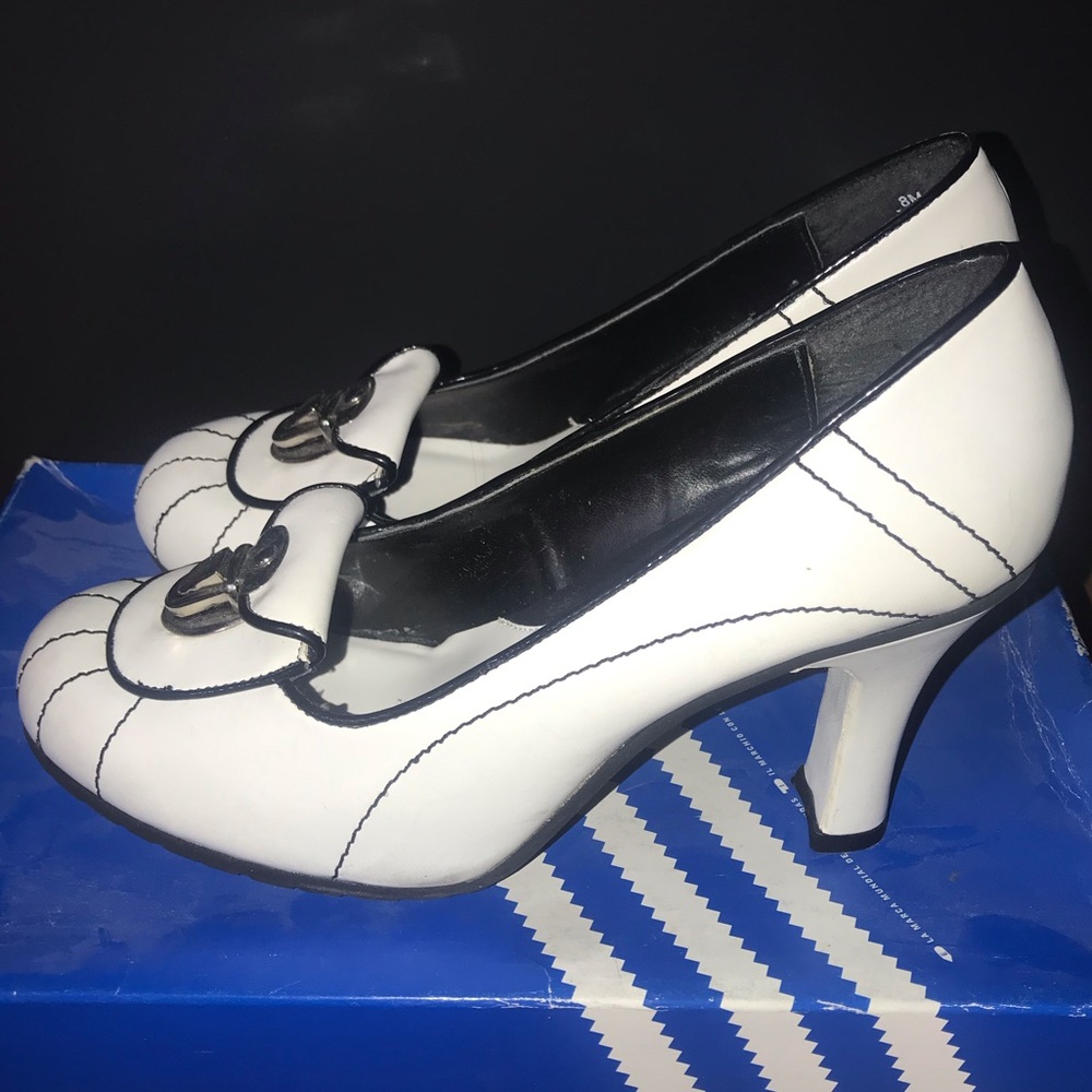 Black and white tommy hilfiger buckle shoe